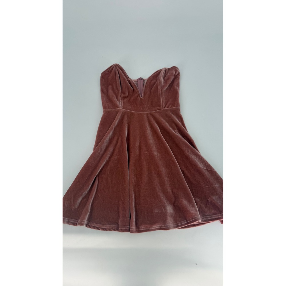 TOBI Velvet Sweetheart Neckline Strapless Fit Flare Dress Rose Pink Size S